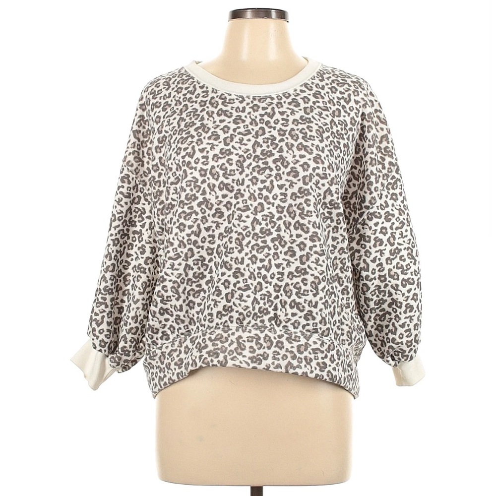 Abercrombie & Fitch Soft AF Collection Leopard Print Crew Neck 3/4 Sleeve